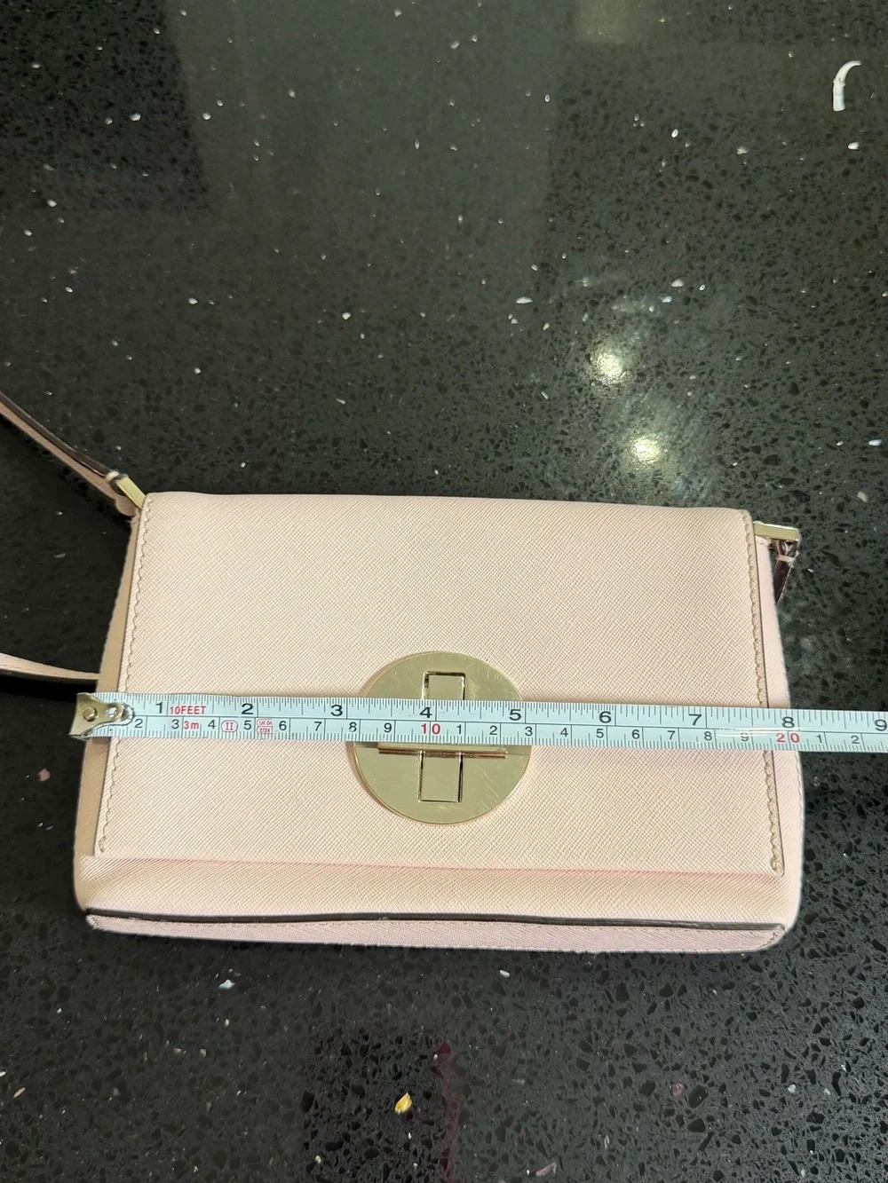 Kate Spade Newbury Lane Sally Light Pink Gold Saffiano Leather Crossbody Bag